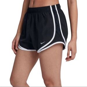 Nike Women's Black Tempo Running Shorts White Trim Brief Lined size Large